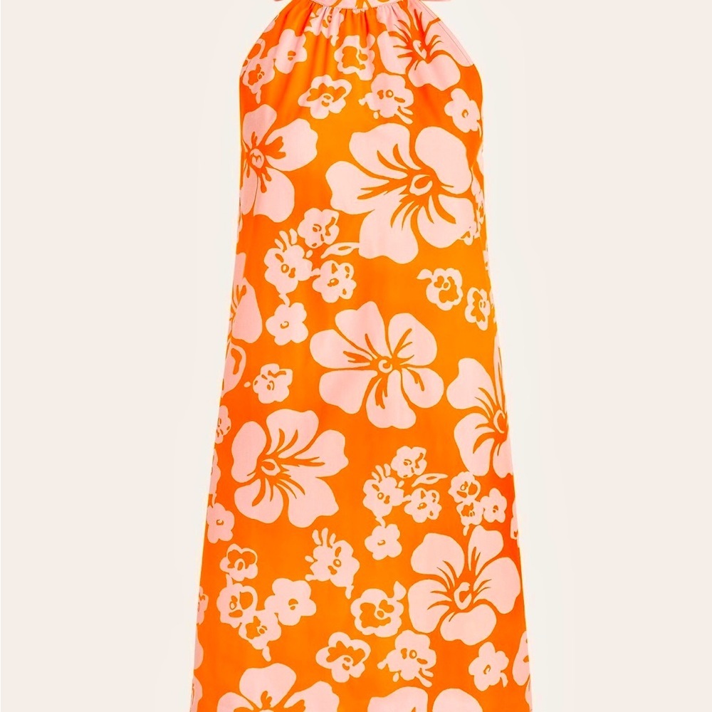 J. Crew Bright Orangeand Pink  Floral Dress-4